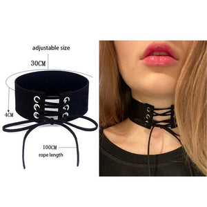 Gothic Leather Heart Collar Necklaces - cn09p01 / 40cm adjustable Find Epic Store