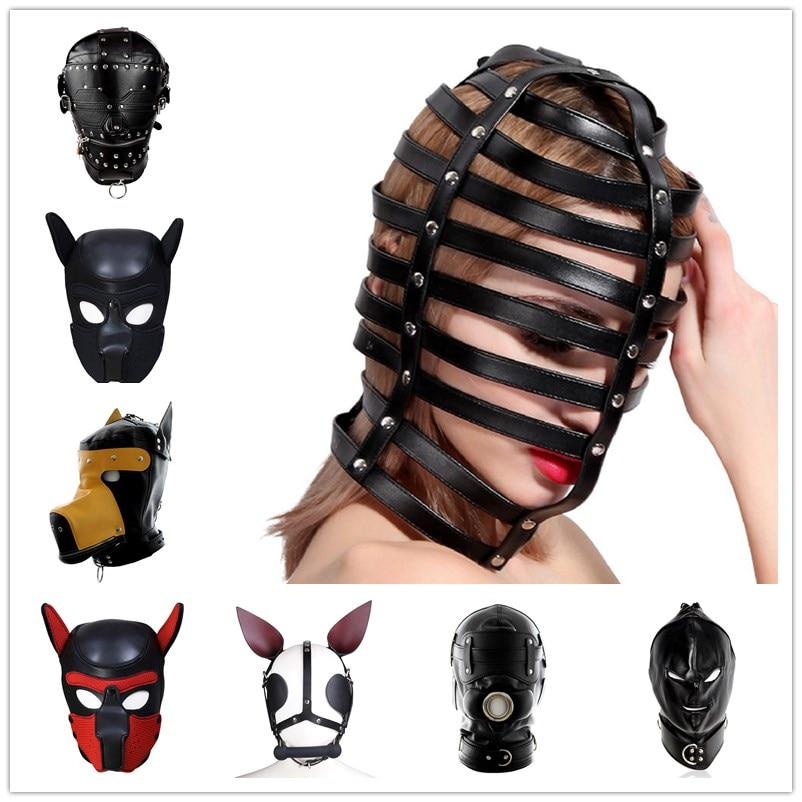 Leather Mask Head Harness Unisex Hood Mask for Women Sexy Cage Body Crop Gothic Punk Metal Rivet Hollow Out Cosplay Paryty Rave - Find Epic Store