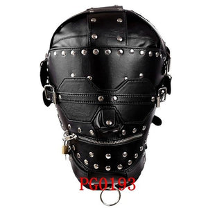 Leather Mask Head Harness Unisex Hood Mask for Women Sexy Cage Body Crop Gothic Punk Metal Rivet Hollow Out Cosplay Paryty Rave - PG0193 / One Size Find Epic Store
