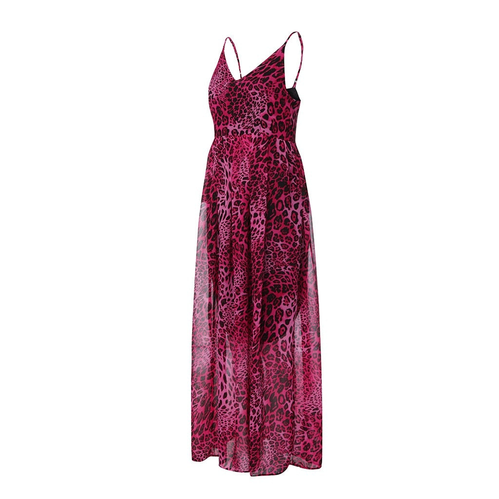 New Fashion Leopard V Neck Print Dress - Find Epic Store