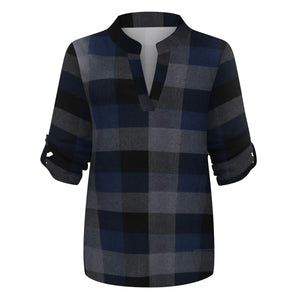 Women Casual Cotton Long Sleeve Plaid Shirt - Find Epic Store