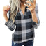 Women Casual Cotton Long Sleeve Plaid Shirt - Gray / S / United States Find Epic Store