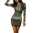 Women Long Sleeves Striped Printed Mini Dress - Yellow / L / United States Find Epic Store