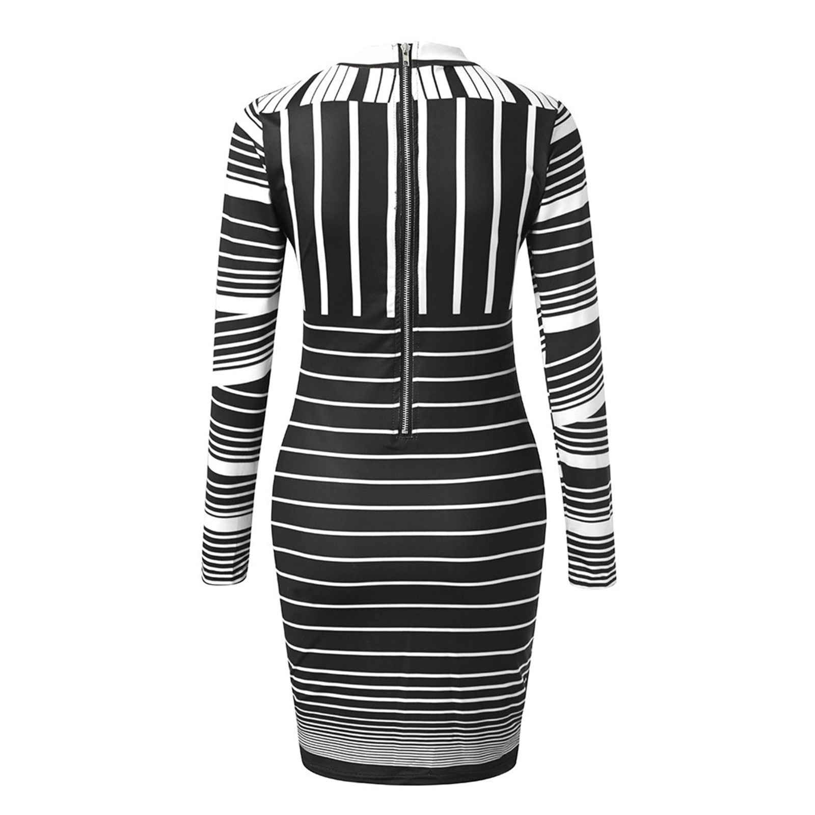 Women Long Sleeves Striped Printed Mini Dress - Find Epic Store
