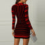 Women Long Sleeves Striped Printed Mini Dress - Find Epic Store