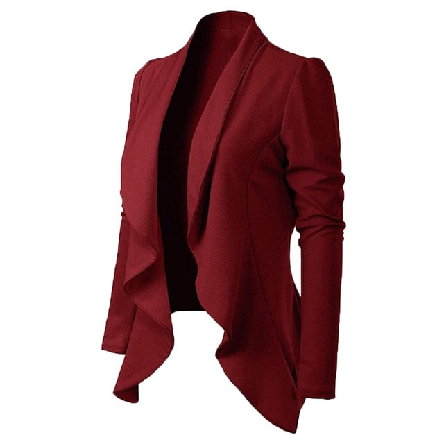 Elegant Style Long Sleeve Turn Down Collar Blazer - Wine / S / United States Find Epic Store