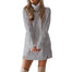 Turtleneck Warm Long Sleeve Pocket Sexy Mini Dress - M / United States / Gray Find Epic Store
