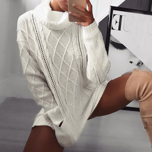 Turtleneck Warm Long Sleeve Pocket Sexy Mini Dress - Find Epic Store