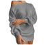 Solid Lantern Long Sleeve Off Shoulder Dress - Gray / XL / United States Find Epic Store