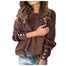 Women's Fashion Solid Color Pullover Round Neck - Brown / 4XL / United States Find Epic Store