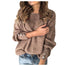 Women's Fashion Solid Color Pullover Round Neck - Khaki / XL / United States Find Epic Store