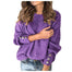 Women's Fashion Solid Color Pullover Round Neck - Purple / M / United States Find Epic Store