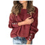 Women's Fashion Solid Color Pullover Round Neck - Red / S / United States Find Epic Store