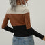 Ladies Casual Color Printing Long-sleeved Knitted Round Neck Top - Find Epic Store