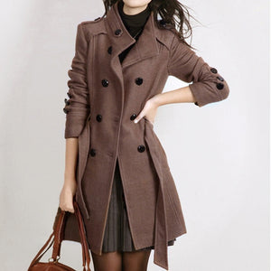 Women Fashion Long Sleeve Button Coat With Belt - Find Epic Store