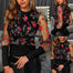 O-Neck Long Sleeve Floral Embroidery Top - Find Epic Store