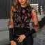 O-Neck Long Sleeve Floral Embroidery Top - Black / XL / United States Find Epic Store