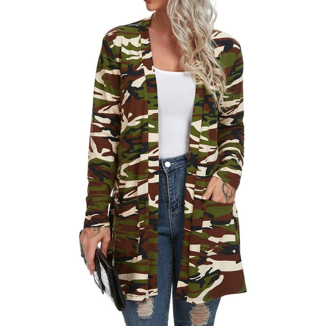 Casual Leopard Printed Cardigans Long Sleeve Cover Up With Pockets - Green / XXXL / United States Find Epic Store