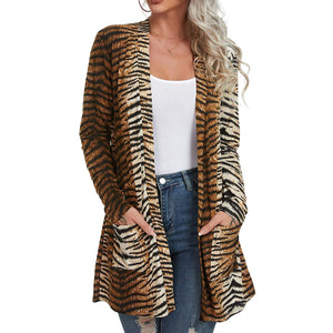 Casual Leopard Printed Cardigans Long Sleeve Cover Up With Pockets - Find Epic Store