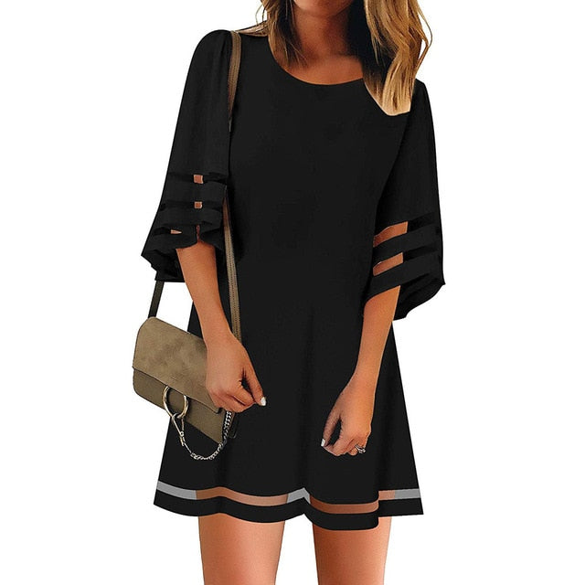 3/4 Bell Sleeve Loose Top Dress - Black / XXL / United States Find Epic Store