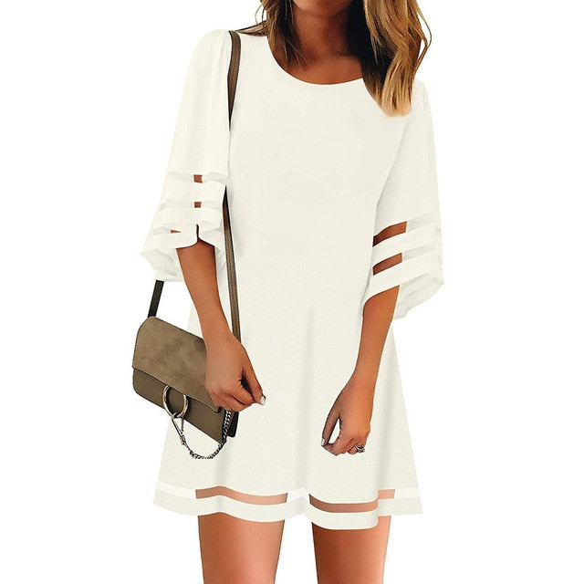 3/4 Bell Sleeve Loose Top Dress - White / XXL / United States Find Epic Store