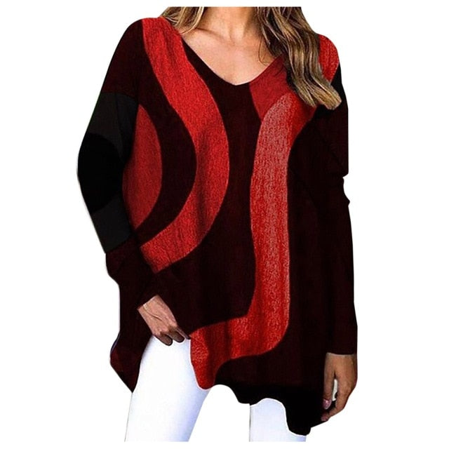 Fashion Loose O-Neck Blouse - Red / 5XL / Belgium Find Epic Store