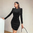 Women Small Crowd Style Plush Mid Waist O-neck Dress - Find Epic Store