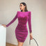 Women Small Crowd Style Plush Mid Waist O-neck Dress - Find Epic Store