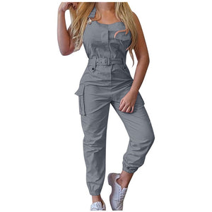 Cotton Loose Long Pocket Jumpsuit - Gray / XXXL / United States Find Epic Store