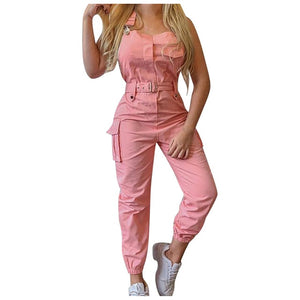 Cotton Loose Long Pocket Jumpsuit - Pink / XXXL / Spain Find Epic Store