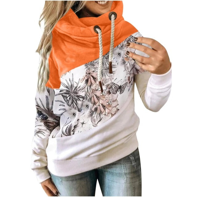 Solid Color Stitching Zipper Hooded Sweatshirt - Orange / L / United States Find Epic Store