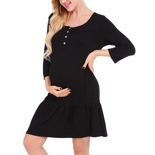 3/4 Sleeve Pregnancy Breastfeeding Dress - BlacK / 3XL Find Epic Store