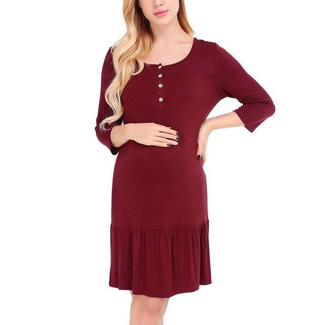 3/4 Sleeve Pregnancy Breastfeeding Dress - Navy / 3XL Find Epic Store