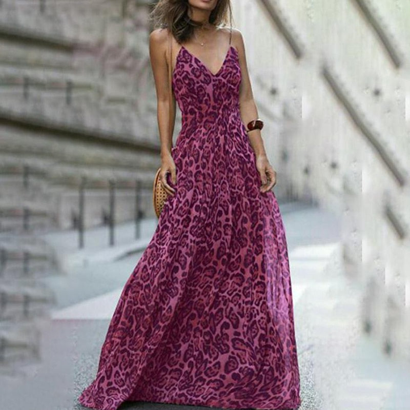Leopard V-Neck Sling Dress - Find Epic Store