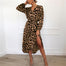 Leopard V-Neck Sling Dress - Long Sleeves Brown / XXL / United States Find Epic Store