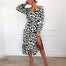 Leopard V-Neck Sling Dress - Long Sleeves White / XL / United States Find Epic Store