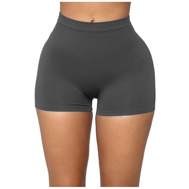 Women's Casual Fitness Elastic High Waist Shorts - Gray / 4XL / United States Find Epic Store