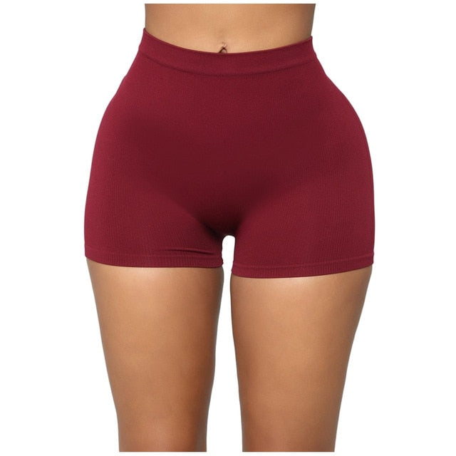 Women's Casual Fitness Elastic High Waist Shorts - Wine / XL / United States Find Epic Store