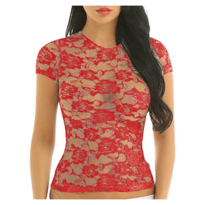 See-through Short Sleeve Crop Tops - Red / XXL / United States Find Epic Store