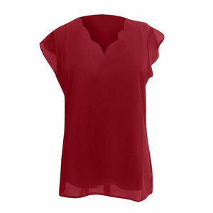 Women Pullover Solid Color V-neck T-shirt - Find Epic Store