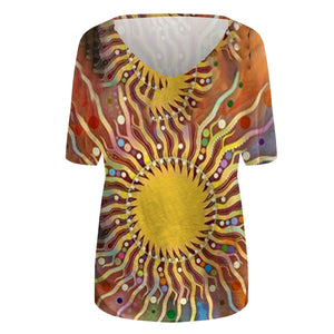 T-shirt Short Sleeve Printed V-neck Tops - Find Epic Store