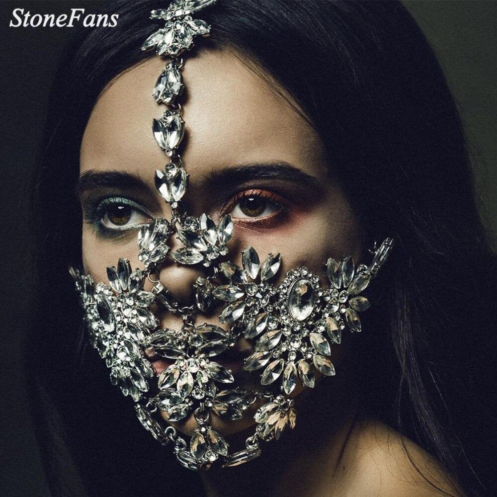 Crystal Flower Rhinestone Mask - Find Epic Store