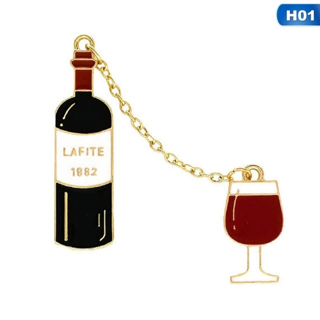 Enamel Coffee Beer Red Wine Juice Drinks Brooches - 1 / China Find Epic Store