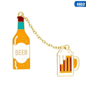 Enamel Coffee Beer Red Wine Juice Drinks Brooches - 2 / United States Find Epic Store