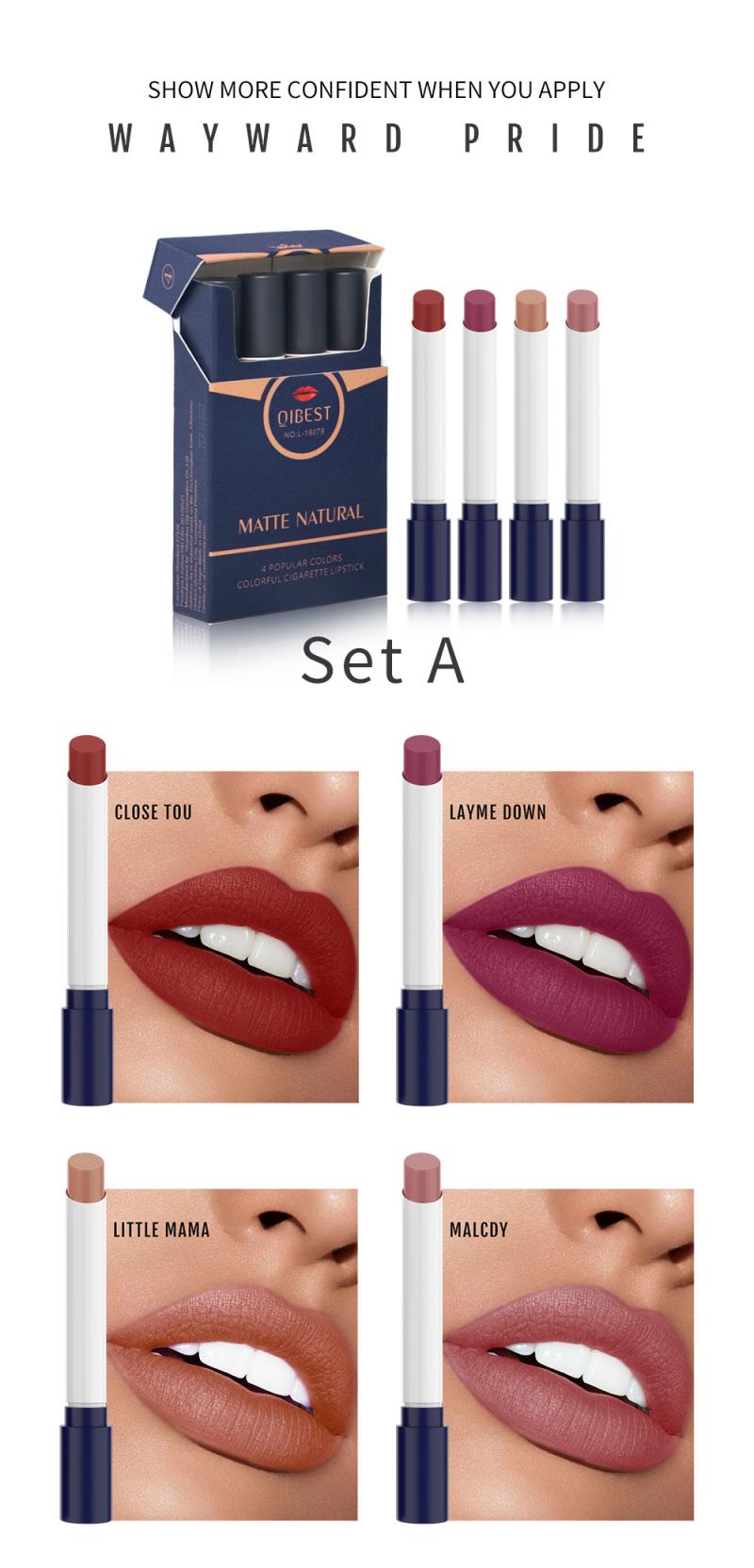 Fashion 4 Colors Velvet Matte Cigarette Lipstick - 1 Set 4Pcs / Full Size 6 Find Epic Store
