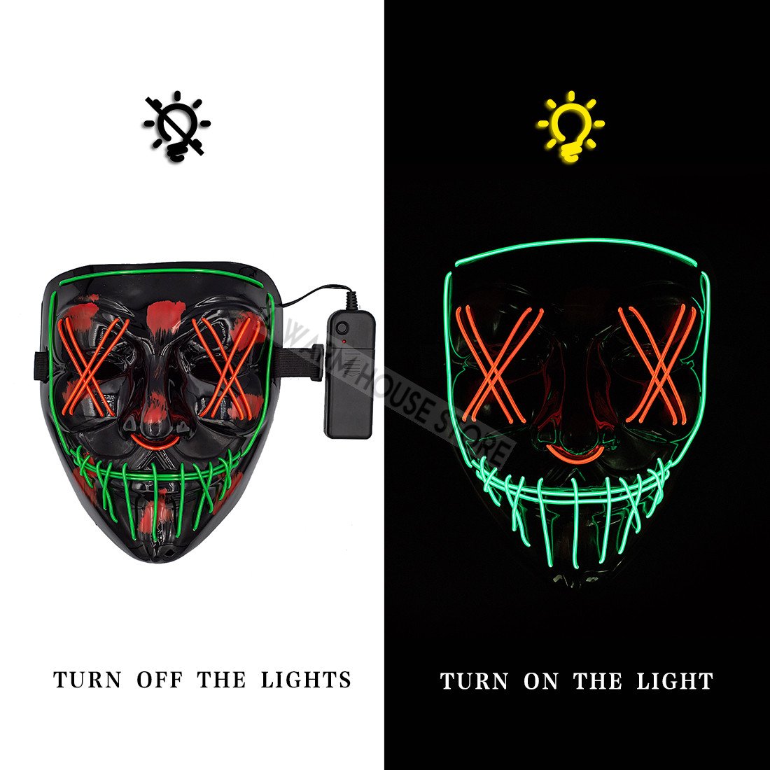HALLOWEEN LED MASK - Green & Red Find Epic Store